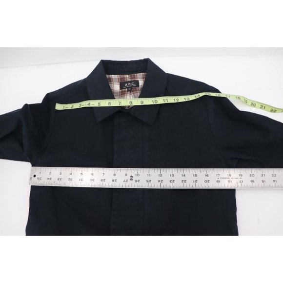 A.P.C. men's 38 long sleeve flannel lined full zip collared jacket patch pockets - Picture 9 of 13